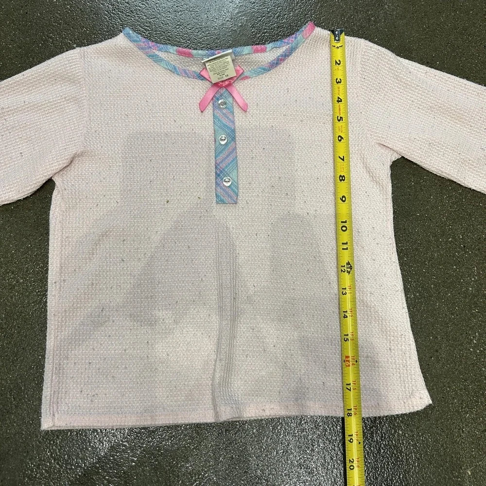 Expressions‎ Shirt Girls 10 Pink Waffle Knit Thermal Long Sleeve Sleep Top
